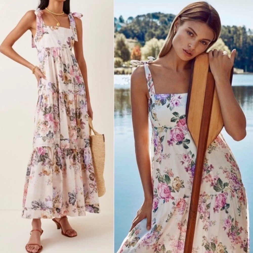 House of Harlow 1960 Linen Blend Floral Maxi Dress